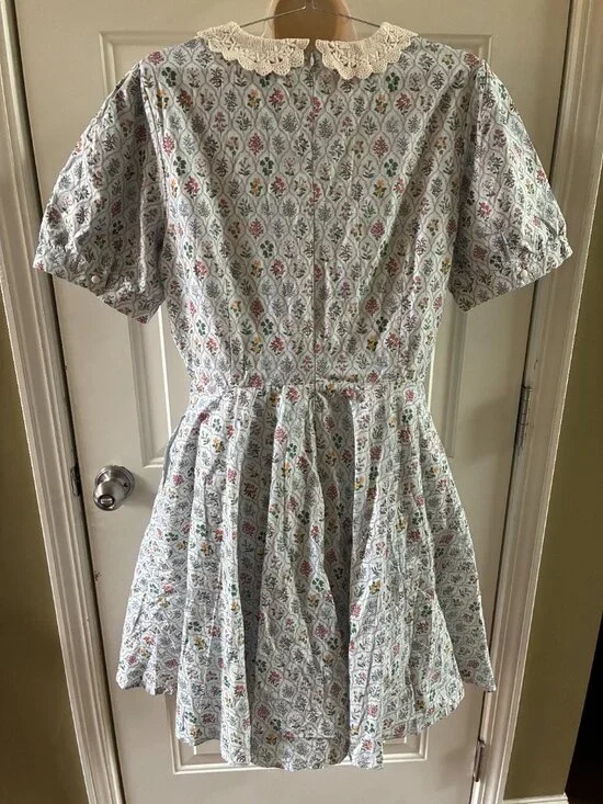 Ivy City Co Mae Dress Floral Lace Collar Puff Sleeve Cottagecore Size 14 - Picture 4 of 13